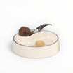 Set Floppypipe Sherlock Holmes in ceramica crema craquelé con vaso per tabacco e battipipa con posapipe e pipa inclusa