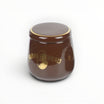 Set Floppypipe Sherlock Holmes in ceramica marrone lucida con vaso per tabacco, battipipa e posapipe con profili oro