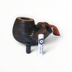 Floppypipe Talamona New Look in Black bent apple pipe, black sandblasted ash wood with briar bowl, cumberland mouthpiece.