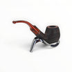 Floppypipe Talamona New Look in Black Bent Apple pipe, black sandblasted ash wood with briar insert, cumberland mouthpiece.