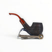 Floppypipe Talamona New Look in Black Bent Apple 863 pipe, black sandblasted ash wood with briar insert, cumberland mouthpiece.