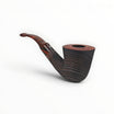 Floppypipe Talamona New Look in Black Bent Dublin pipe, black sandblasted ash wood with briar insert and cumberland mouthpiece.