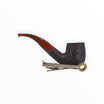 Floppypipe Talamona New Look in Black Bent 705 pipe, black sandblasted ash wood with briar insert, cumberland mouthpiece.