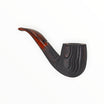 Floppypipe Talamona New Look in Black Bent 705 pipe: black sandblasted ash wood bowl with briar insert, cumberland acrylic stem.