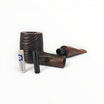 Floppypipe Talamona New Look in Black billiard pipe, featuring a dark brown sandblasted ash wood bowl and a cumberland acrylic stem.