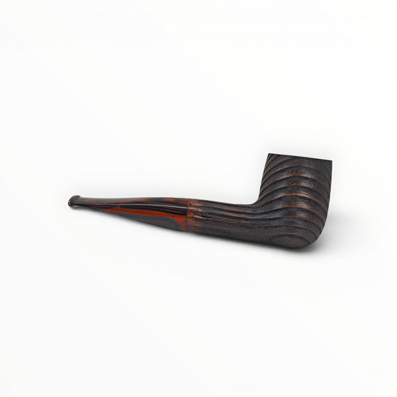 Floppypipe Pipa Talamona New Look in Black, corpo in frassino sabbiato nero con inserto in radica, bocchino in cumberland.