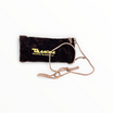 Pochette marrone in velluto Floppypipe per pipa Talamona con logo dorato e cordino di chiusura