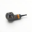 Floppypipe Pipa Talamona Reverse Apple Author, limited edition pipe with dark smooth briar, amber methacrylate and wood inserts.