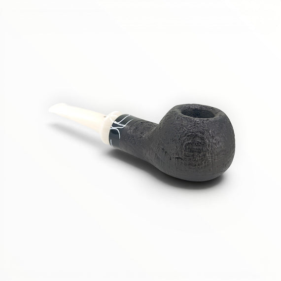 Floppypipe Pipa Talamona Reverse Special Apple sandblasted black briar pipe with ivory methacrylate mouthpiece