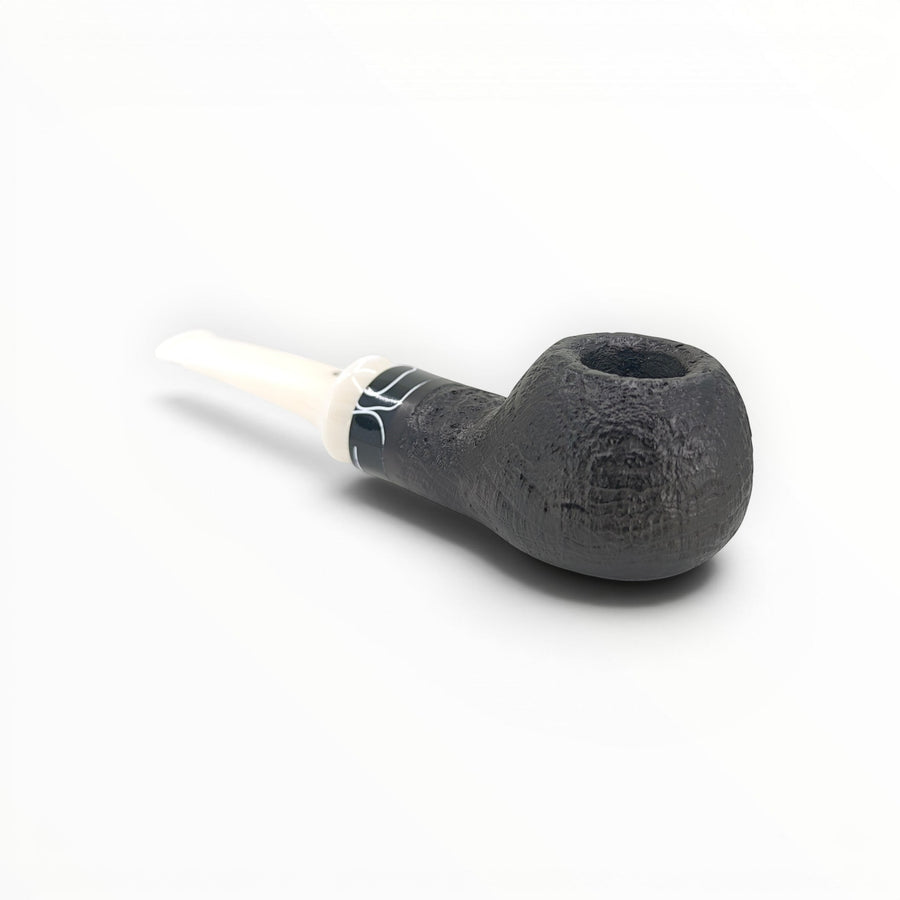 Floppypipe Pipa Talamona Reverse Special Apple sandblasted black briar pipe with ivory methacrylate mouthpiece
