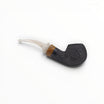 Floppypipe Talamona Reverse Special Bent Apple pipa, sabbiata nera con bocchino in metacrilato bianco avorio e inserti in ulivo.