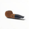 Floppypipe Talamona Reverse Calabash pipe in American Walnut with a black methacrylate mouthpiece. Apple Author shape.