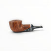 Floppypipe Talamona Reverse Special Liscia Dublin pipe with natural smooth finish and black methacrylate mouthpiece with white graphic details.