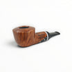 Floppypipe Talamona Reverse Special Liscia Dublin pipe with natural smooth finish and black mouthpiece with white graphic detail.