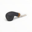 Floppypipe Pipa Talamona Reverse Special Bent Apple sandblasted black with ivory methacrylate mouthpiece and olive wood accents.