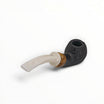 Floppypipe Talamona Reverse Special Bent Apple pipa, sabbiata nera con bocchino in metacrilato bianco avorio e inserti in ulivo e verde.