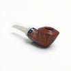 Floppypipe Pipa Talamona Reverse Special Bulldog in smooth natural briar, with black and white graphic detail on stem.