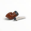 Floppypipe Talamona Reverse Special Bulldog pipe in smooth natural briar with a black and white graphic detail on the shank and a cream marbled mouthpiece.