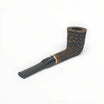 Floppypipe Pipa Talamona Rusticata Latakia 772 Dublin pipe with rustic bowl, smooth natural briar shank, black mouthpiece and gold band. 9mm filter.