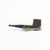 Floppypipe Pipa Talamona Rusticata Latakia 806 Billiard pipe with rustic dark briar bowl, smooth natural briar shank, black mouthpiece, and gold band.