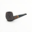 Floppypipe Pipa Talamona Rusticata Latakia 822 apple pipe with rustic finish, smooth natural briar shank, gold band, and black mouthpiece with filter.