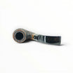 Floppypipe Pipa Talamona Rusticata Latakia 863 Bent Apple pipe with rustic bowl, smooth stem, and gold band. Features 9mm filter.