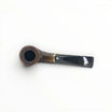 Floppypipe Pipa Talamona Rusticata Latakia 705 Bent Billiard pipe with rustic bowl and black mouthpiece.