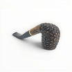 Floppypipe Pipa Talamona Rusticata Latakia 705 Bent Billiard pipe with rustic dark briar bowl and smooth stem.