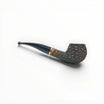 Floppypipe Pipa Talamona Rusticata Latakia 772 Bent Prince pipe with a rustic dark briar bowl and smooth stem, gold band, 9mm filter.