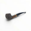 Floppypipe Pipa Talamona Rusticata Latakia 772 Bent Prince pipe with rustic bowl, smooth stem, and gold band.