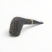 Pipa Talamona Rusticata Latakia 973 Billiard filtro 9mm con finitura rustica scura e bocchino nero con anello dorato.