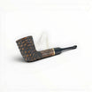 Pipa Talamona Rusticata Latakia 772 Dublin filtro 9mm con finitura rustica scura e radica liscia, bocchino nero e ghiera dorata. Floppypipe