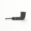 Floppypipe Pipa Talamona Rusticata Latakia 772 Dublin filtro 9mm, rusticated briar bowl, smooth natural briar shank, black mouthpiece with gold band.