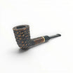 Floppypipe Pipa Talamona Rusticata Latakia 772 Dublin filtro 9mm, radica scura rusticata e finitura liscia, bocchino nero con veretta dorata.