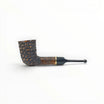 Floppypipe Pipa Talamona Rusticata Latakia 772 Dublin filtro 9mm, radica scura rusticata e finitura liscia, bocchino nero con veretta dorata.