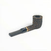 Floppypipe Pipa Talamona Rusticata Latakia 849 Pot pipe with rustic finish, smooth natural briar shank, black mouthpiece, and gold band.