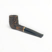 Floppypipe Pipa Talamona Rusticata Latakia 973 billiard pipe with rustic dark briar bowl, smooth natural briar shank, black mouthpiece and gold band.