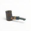 Floppypipe Pipa Talamona Rusticata Latakia 855 cherrywood pipe with 9mm filter and adapter. Rustic dark briar bowl with smooth natural briar stem and gold band.
