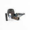 Floppypipe Pipa Talamona Rusticata Latakia 822 apple pipe with 9mm filter and adapter. Rustic dark briar bowl with smooth natural briar stem and black mouthpiece.