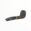 Floppypipe Pipa Talamona Rusticata Latakia 802 Bent Brandy pipe with rustic finish and black mouthpiece.