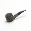 Floppypipe Pipa Talamona Rusticata Latakia 772 Bent Prince pipe with rustic bowl, smooth stem, and gold band. Features 9mm filter.