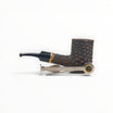 Floppypipe Pipa Talamona Rusticata Latakia 855 cherrywood pipe with 9mm filter and adapter. Rustic dark briar bowl with smooth natural briar shank and black mouthpiece.