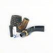 Floppypipe Pipa Talamona Rusticata Latakia Oom Paul pipe with rustic bowl, smooth stem, gold band and black mouthpiece.