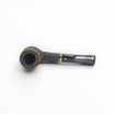 Floppypipe Pipa Talamona Rusticata Latakia 806 Billiard pipe with a rustic dark brown bowl and a smooth natural briar shank, black mouthpiece with gold band.