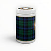 Due vasi per tabacco Floppypipe in ceramica con decoro tartan scozzese, varianti grigio e blu con stemma dorato.