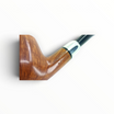 Pipa Caminetto 2 R 14 Pot curva in radica liscia fiammata con elegante ghiera in argento e bocchino nero.