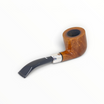 Pipa Caminetto 2 R 14 Pot curva in radica liscia fiammata con ghiera in argento e bocchino nero con logo a baffo