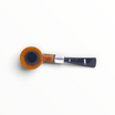 Pipa Caminetto 2 R 14 Pot curva in radica liscia fiammata con ghiera in argento e bocchino nero con logo a baffo