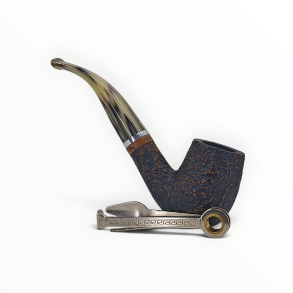 Pipa curva Floppypipe Talamona Revolution Mammuth in radica sabbiata scura con bocchino in metacrilato marmorizzato