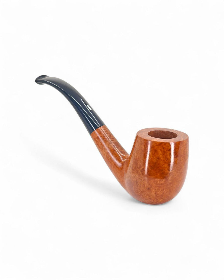 Pipa Castello Collection KK liscia naturale modello Bent Billiard Shape 65 con fitta venatura a occhio di pernice